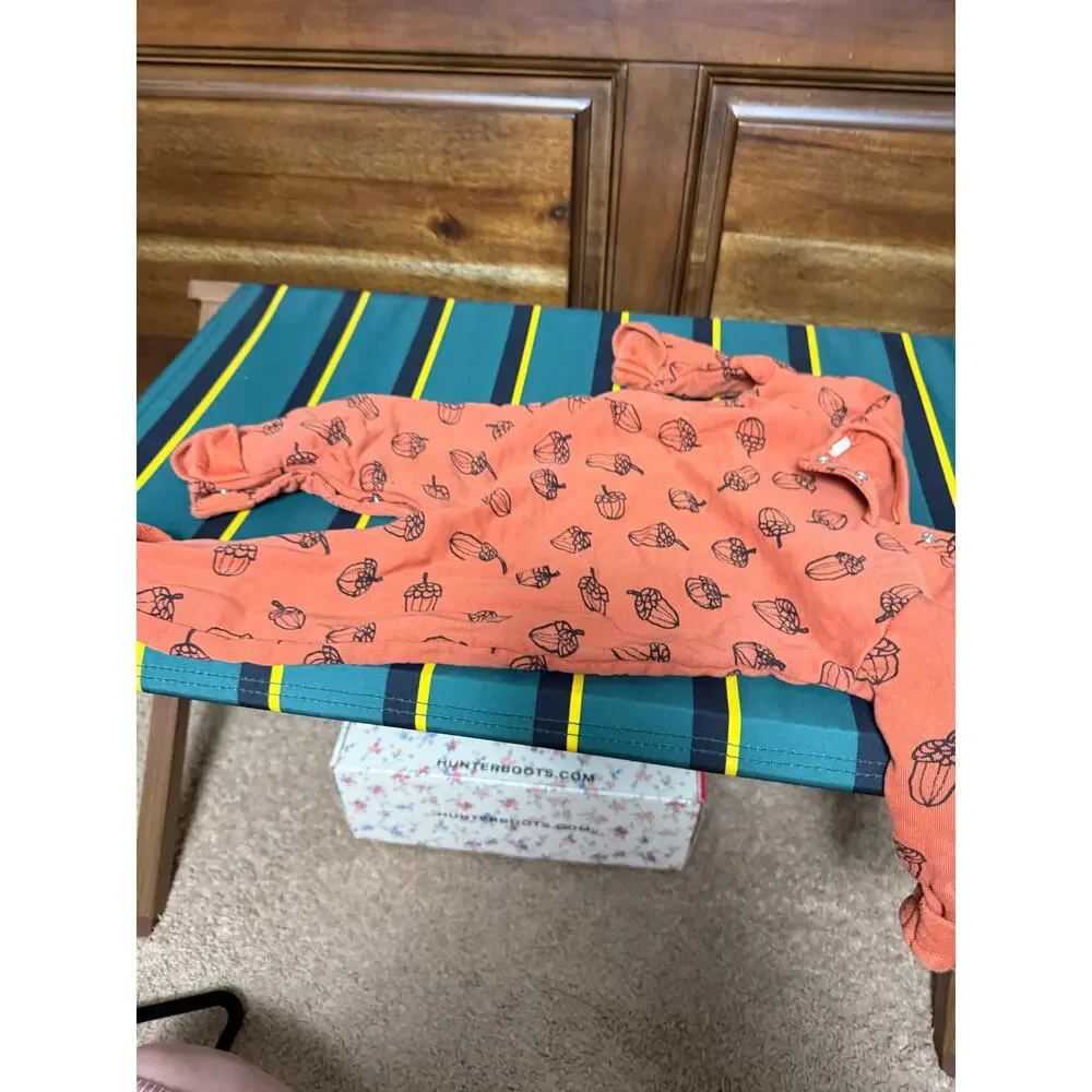 Hallmark Baby Orange Acorn Long Sleeve One Piece Fall Outfit Size 6-12 MOS